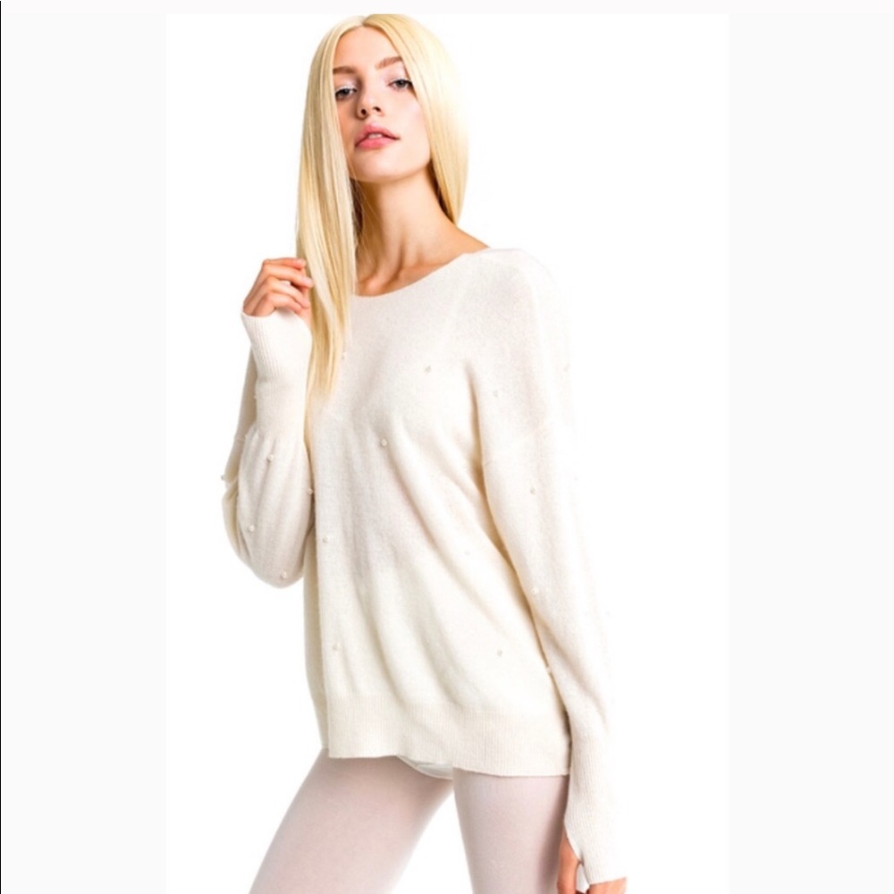 Wildfox Moulin pearl cashmere surplice sweater - Picture 2 of 8